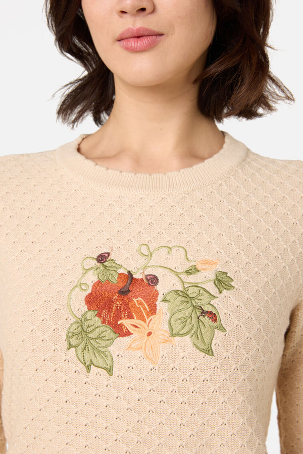 Princess Highway - Pumpkin Embroidered Jumper - cream