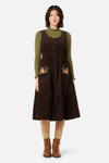 Princess Highway - Pumpkin Embroidered Cord Dress - chocolate
