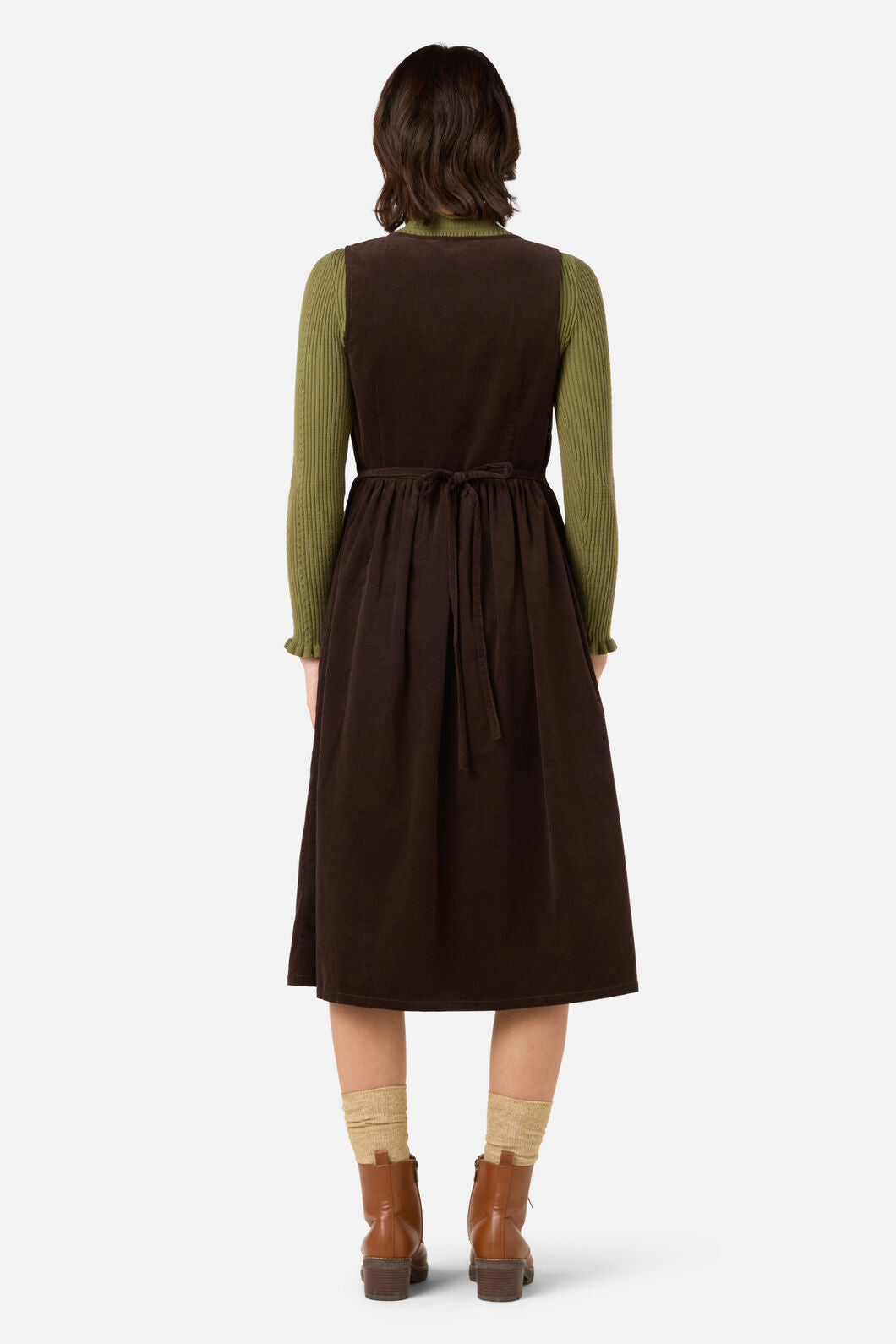 Princess Highway - Pumpkin Embroidered Cord Dress - chocolate