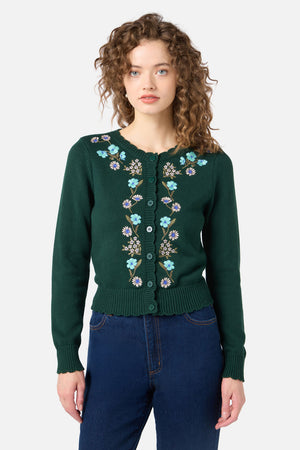 Princess Highway - Gloria Embroidered Cardigan - teal