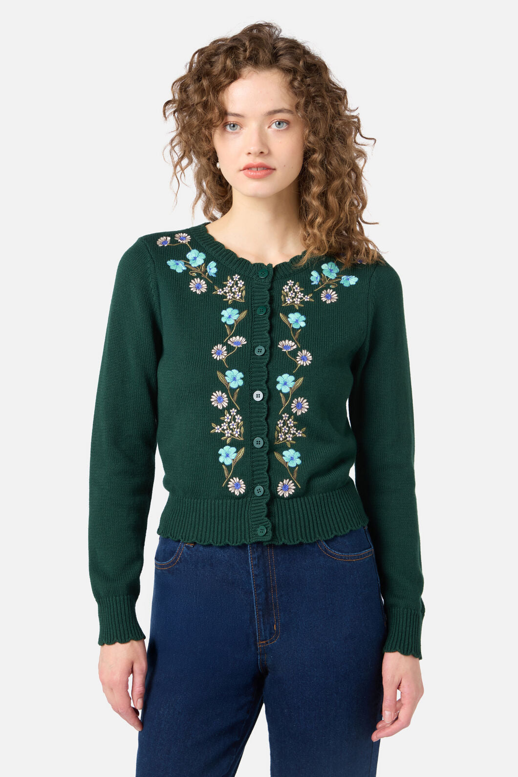 Princess Highway - Gloria Embroidered Cardigan - teal