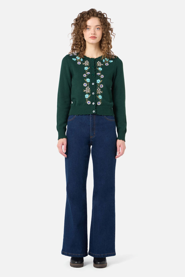 Princess Highway - Gloria Embroidered Cardigan - teal