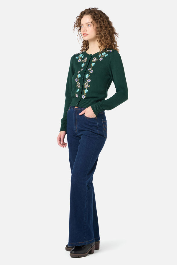 Princess Highway - Gloria Embroidered Cardigan - teal