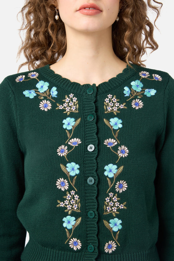 Princess Highway - Gloria Embroidered Cardigan - teal