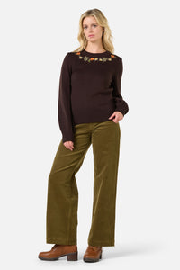 Princess Highway - Gloria Embroidered Jumper - chocolate