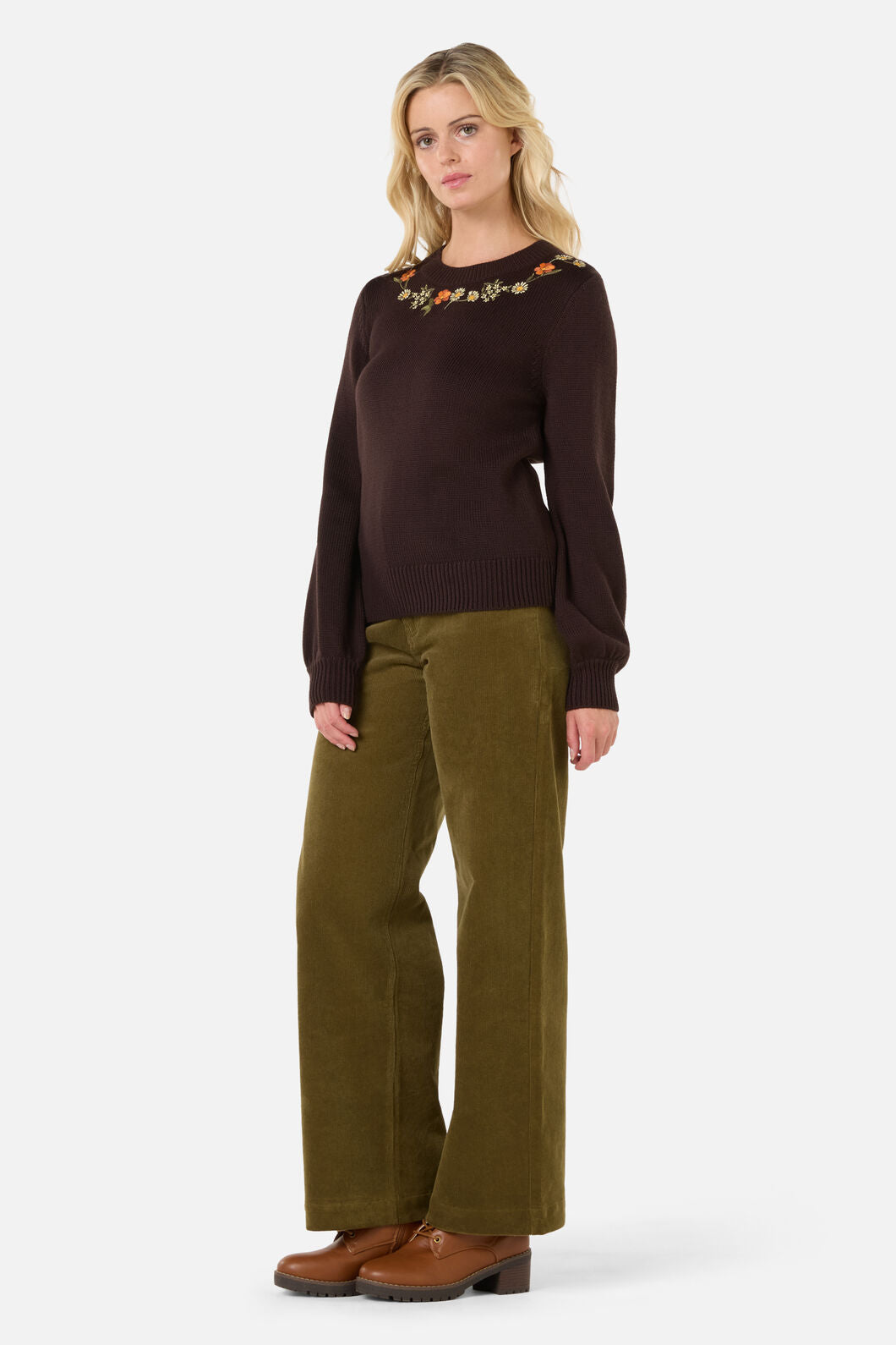 Princess Highway - Gloria Embroidered Jumper - chocolate