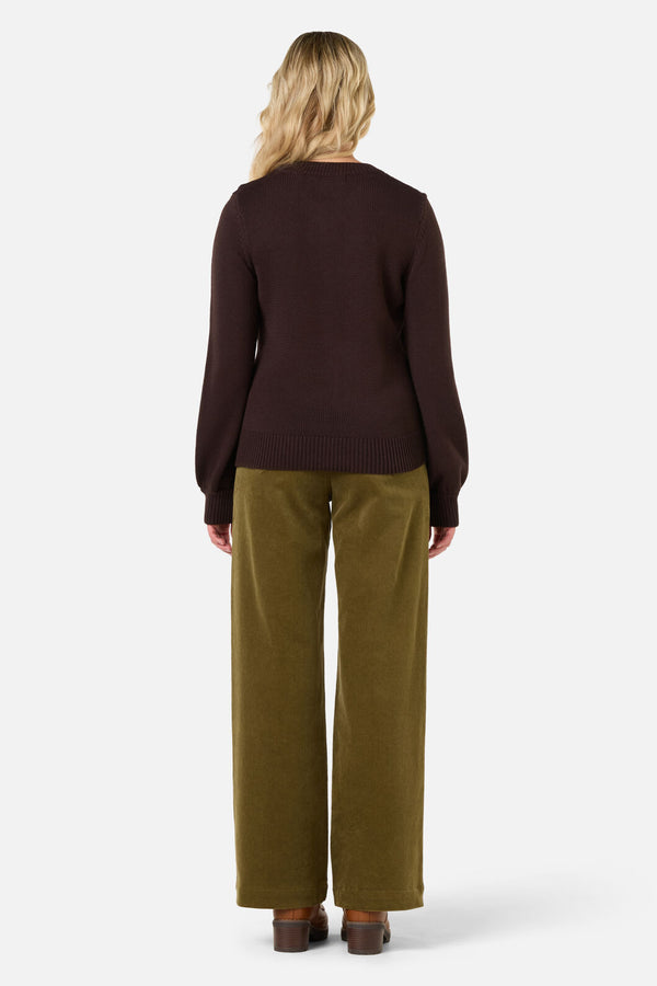 Princess Highway - Gloria Embroidered Jumper - chocolate