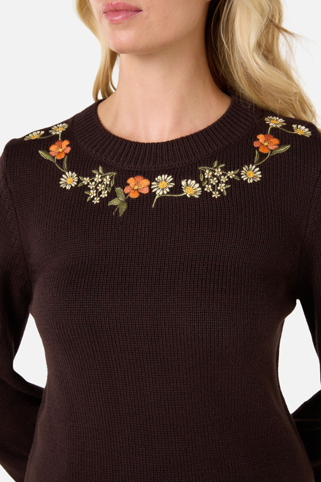 Princess Highway - Gloria Embroidered Jumper - chocolate