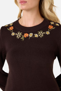 Princess Highway - Gloria Embroidered Jumper - chocolate