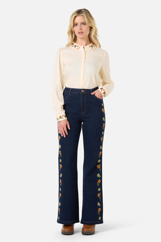 Princess Highway - Gloria Embroidered Jean - blue-denim