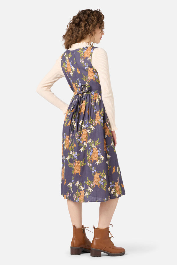 Princess Highway - Quokka & Flora Midi Dress - navy