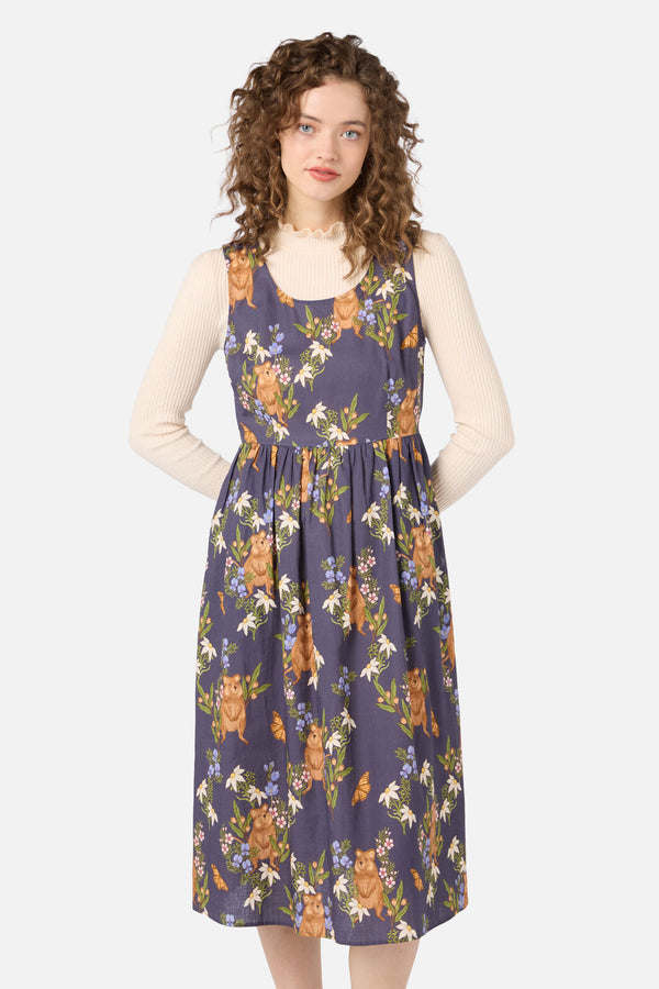 Princess Highway - Quokka & Flora Midi Dress - navy
