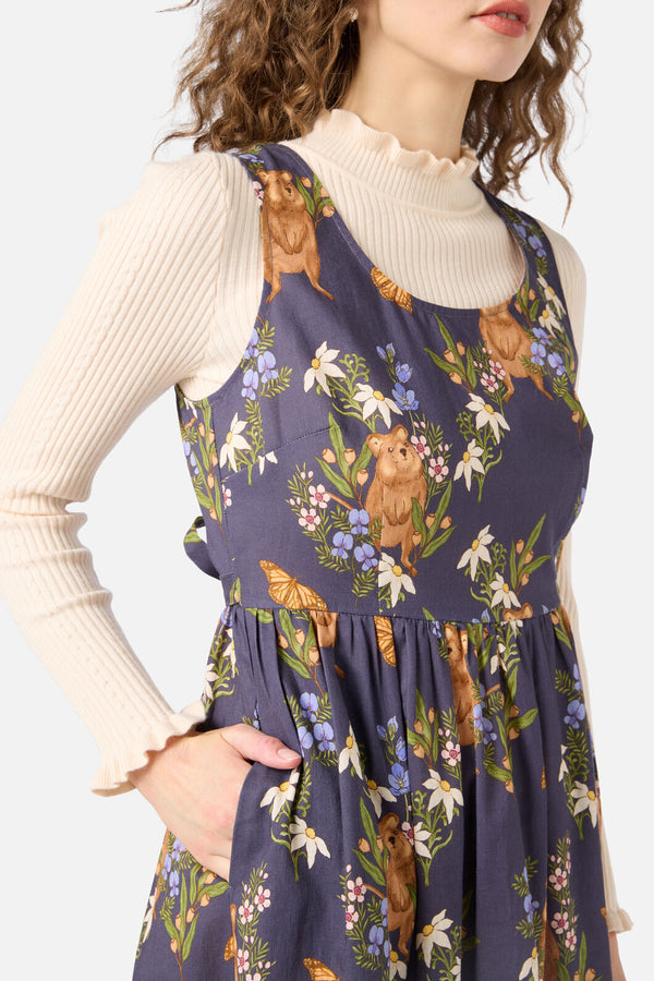 Princess Highway - Quokka & Flora Midi Dress - navy