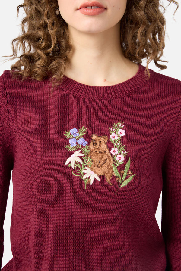 Princess Highway - Quokka Embroidered Jumper - rose