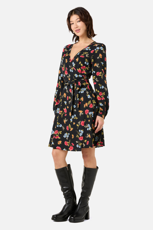 Princess Highway - Winona Flower Wrap Dress - black