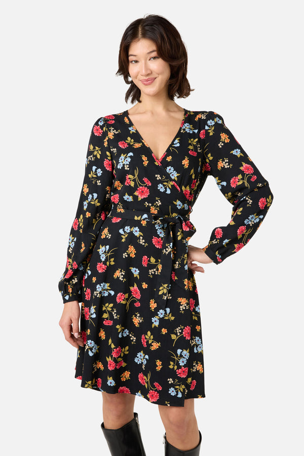 Princess Highway - Winona Flower Wrap Dress - black