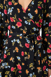 Princess Highway - Winona Flower Wrap Dress - black