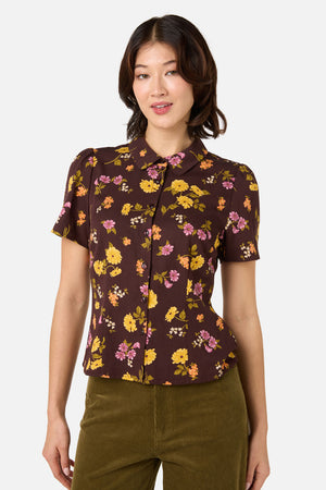 Princess Highway - Winona Flower Blouse - chocolate