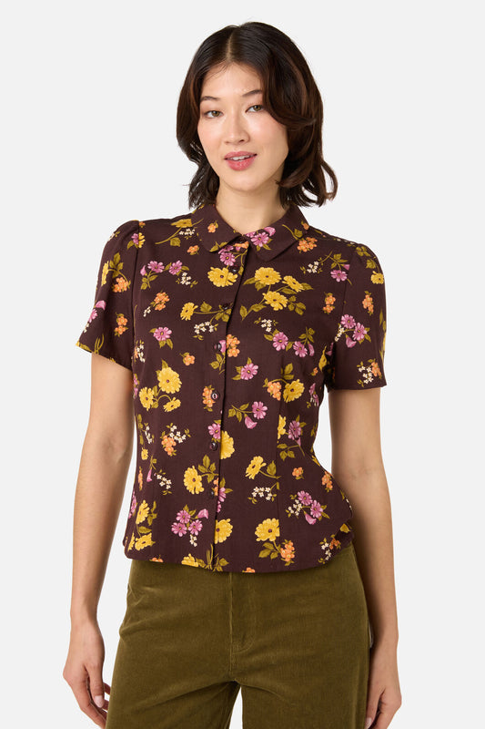 Princess Highway - Winona Flower Blouse - chocolate