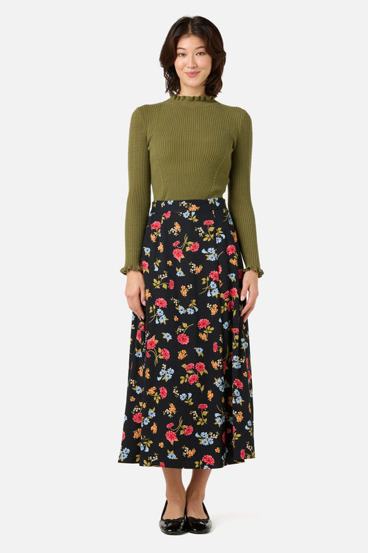 Princess Highway - Winona Flower Midi Skirt - black