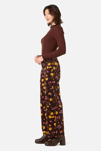 Princess Highway - Winona Flower Corduroy Jean - chocolate