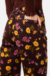Princess Highway - Winona Flower Corduroy Jean - chocolate