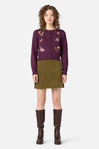 Princess Highway - Winona Flower Embroidered Cardigan - plum