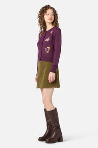 Princess Highway - Winona Flower Embroidered Cardigan - plum