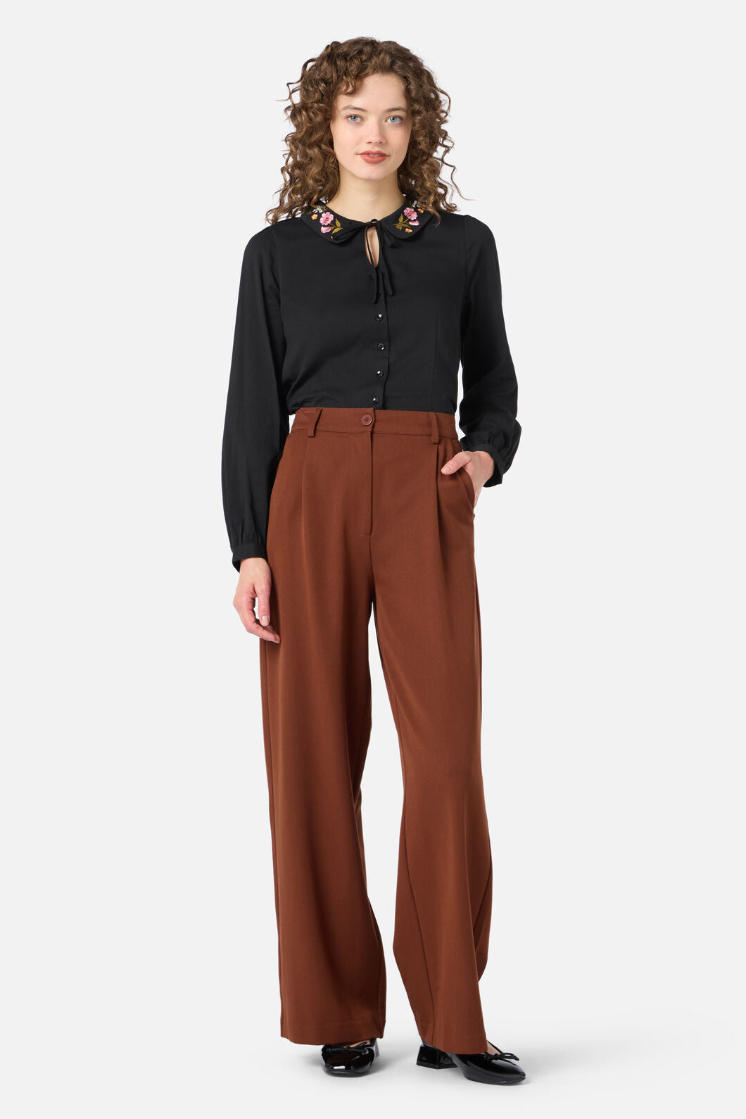 Princess Highway - Winona Flower Emb Blouse - black
