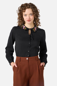 Princess Highway - Winona Flower Emb Blouse - black