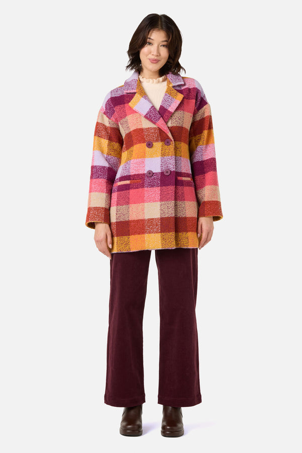 Princess Highway - Molly Check Coat - pink-gold