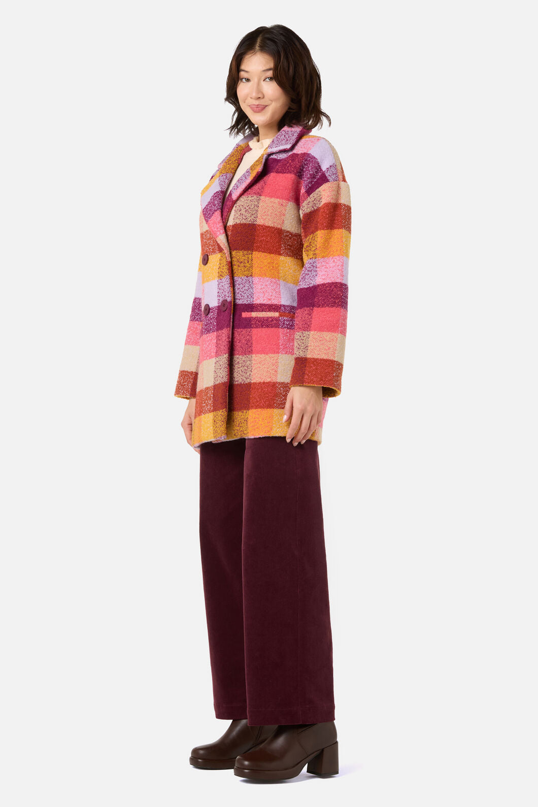 Princess Highway - Molly Check Coat - pink-gold
