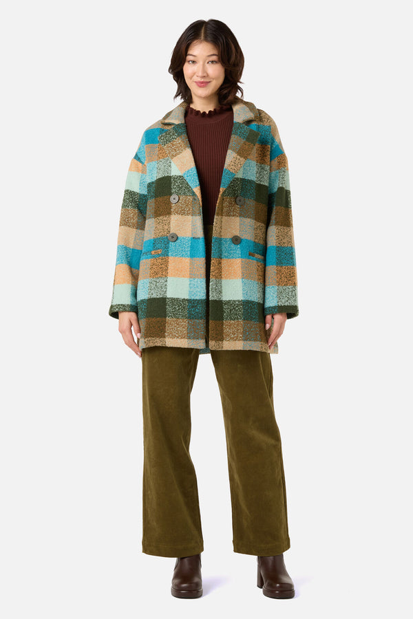 Princess Highway - Molly Check Coat - green-blue