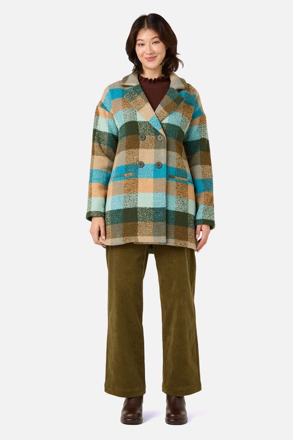 Princess Highway - Molly Check Coat - green-blue