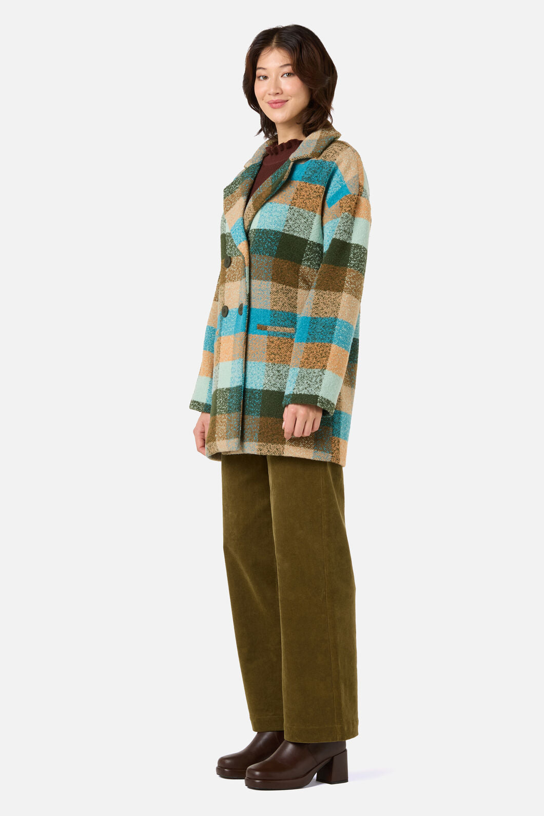 Princess Highway - Molly Check Coat - green-blue