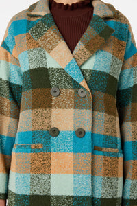 Princess Highway - Molly Check Coat - green-blue
