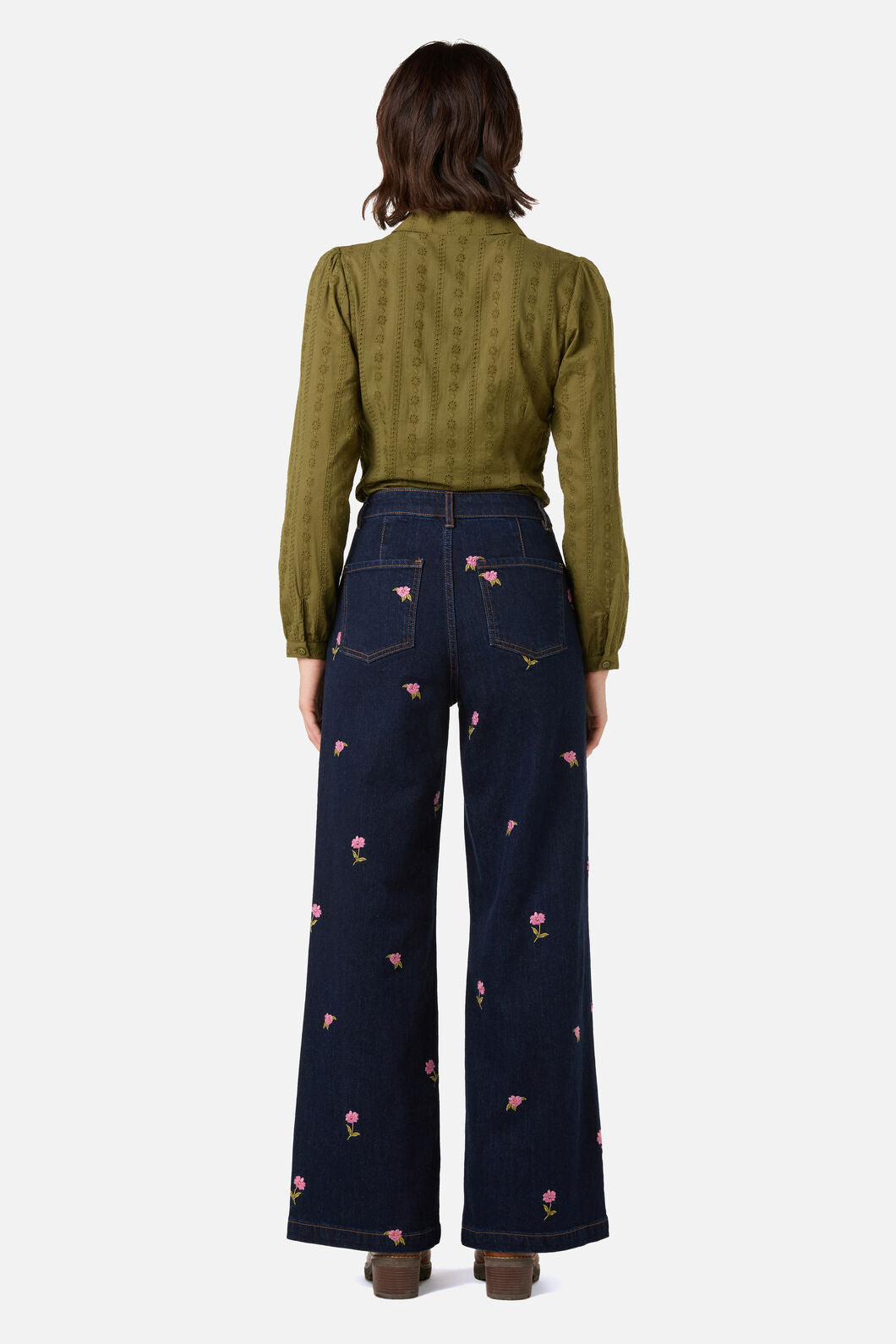 Princess Highway - Ditsy Flower Embroidered Jean - blue-denim