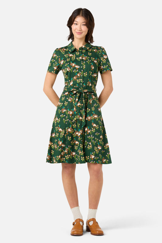 Princess Highway - Sweet Ducks Mini Shirt Dress - green