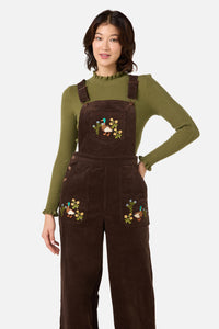 Princess Highway - Sweet Ducks Embroidered Cord Overall - chocolate