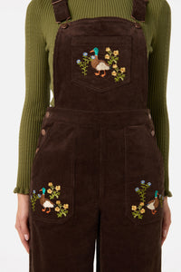 Princess Highway - Sweet Ducks Embroidered Cord Overall - chocolate