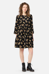 Princess Highway - Wattle & Butterfly Smock Dress - black