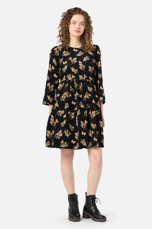 Princess Highway - Wattle & Butterfly Smock Dress - black