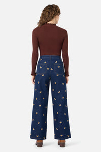 Princess Highway - Butterfly Embroidered Jean - blue-denim