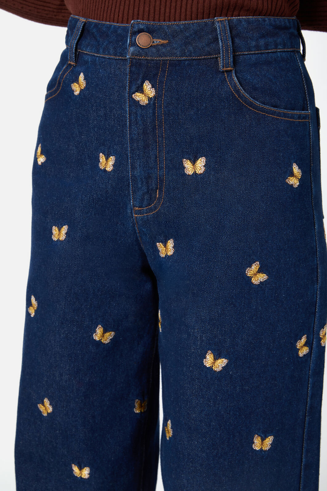 Princess Highway - Butterfly Embroidered Jean - blue-denim