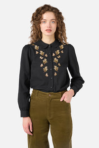 Princess Highway - Butterfly Embroidered Blouse - black