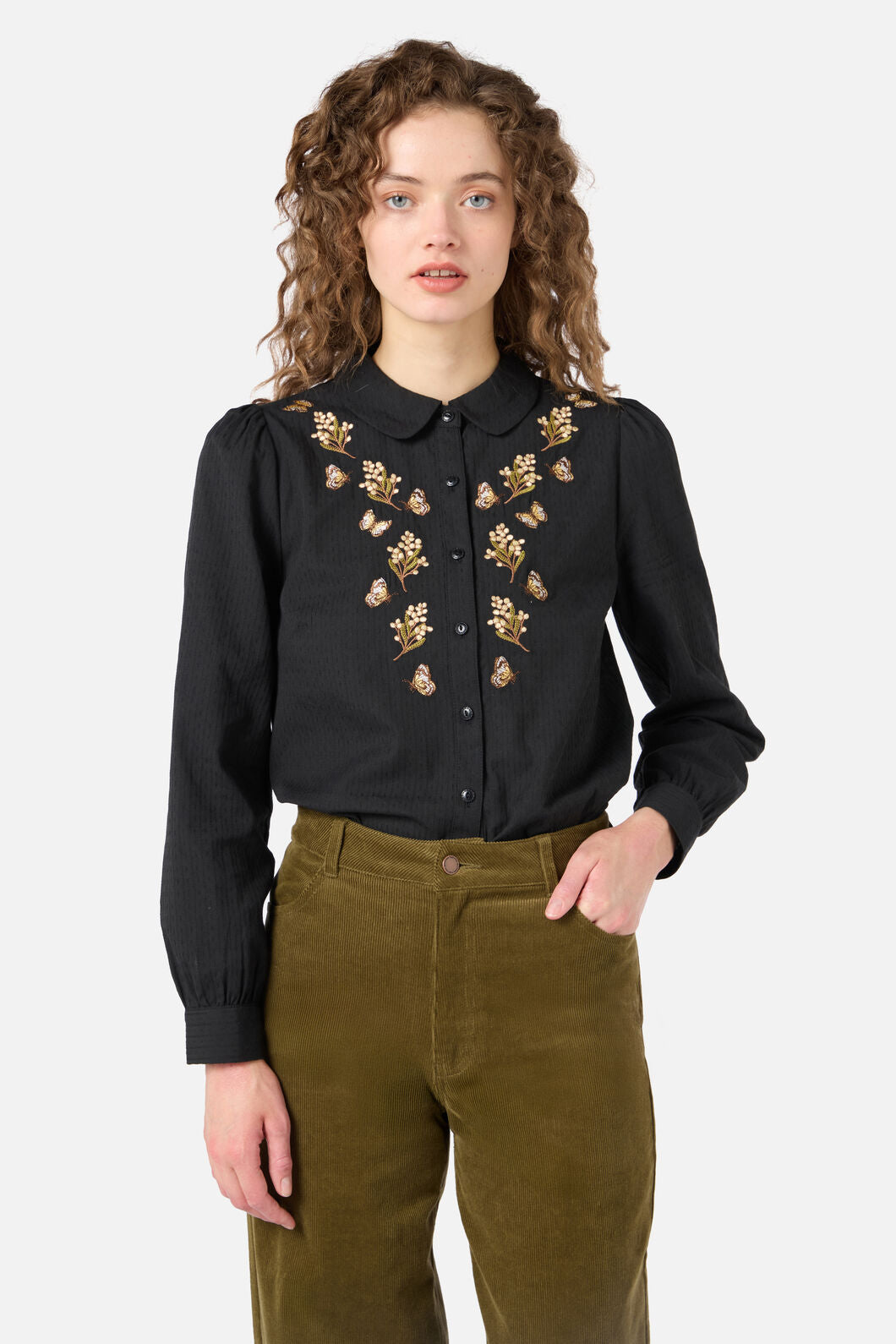 Princess Highway - Butterfly Embroidered Blouse - black