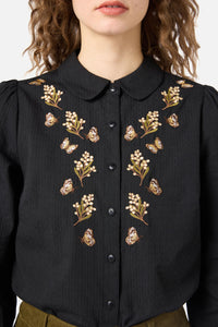 Princess Highway - Butterfly Embroidered Blouse - black
