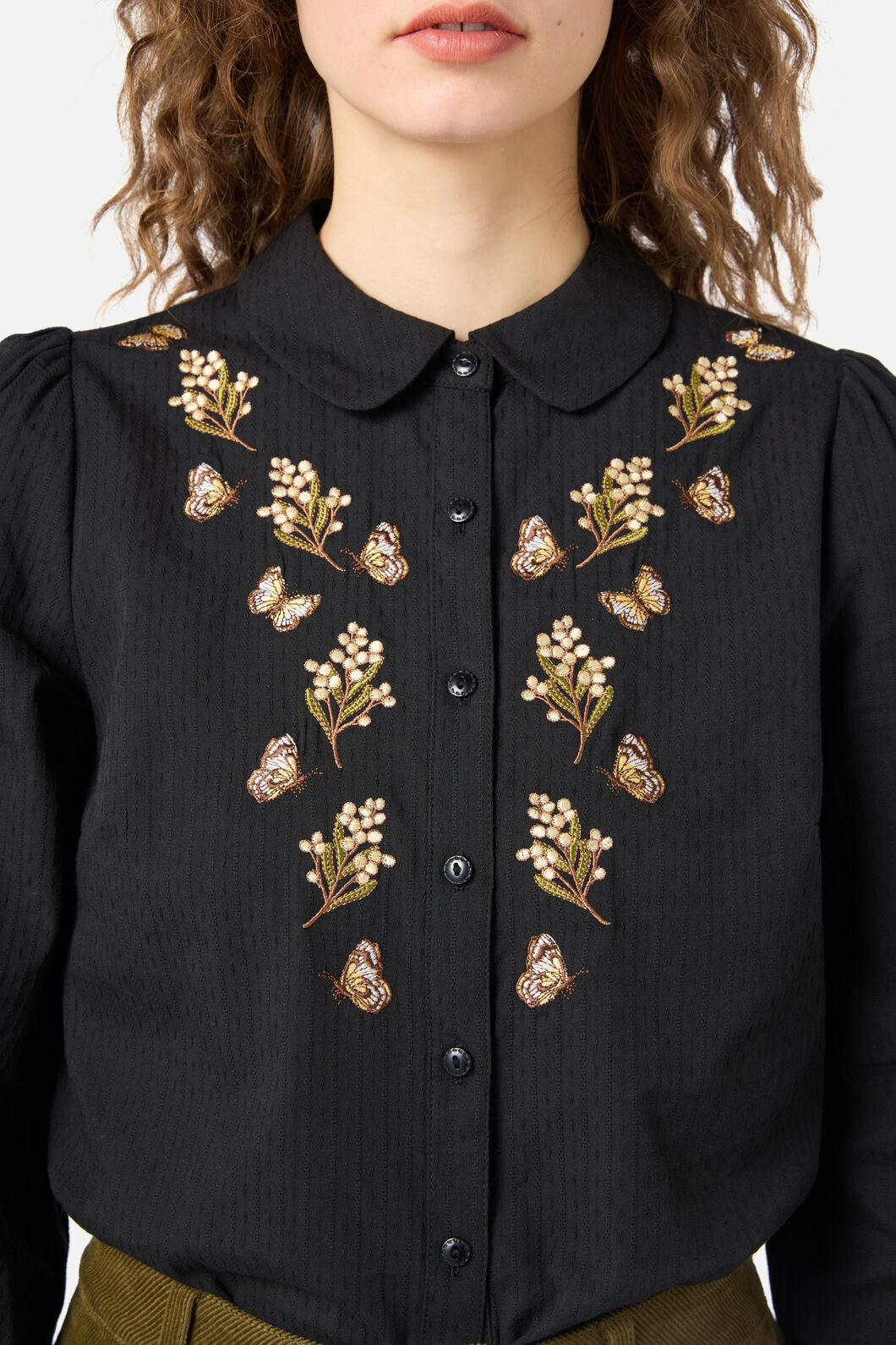 Princess Highway - Butterfly Embroidered Blouse - black