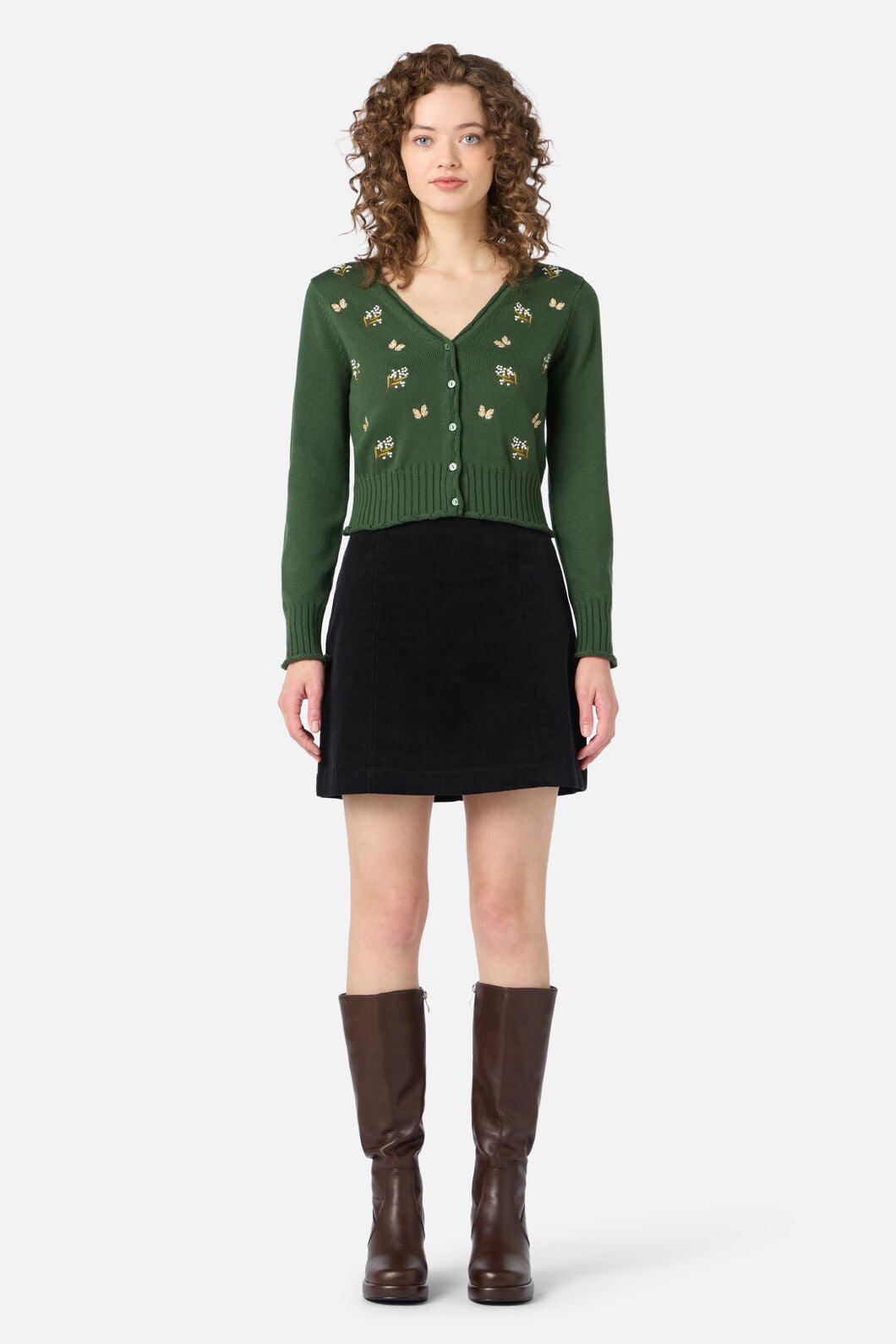 Princess Highway - Wattle & Butterfly Cardigan - green