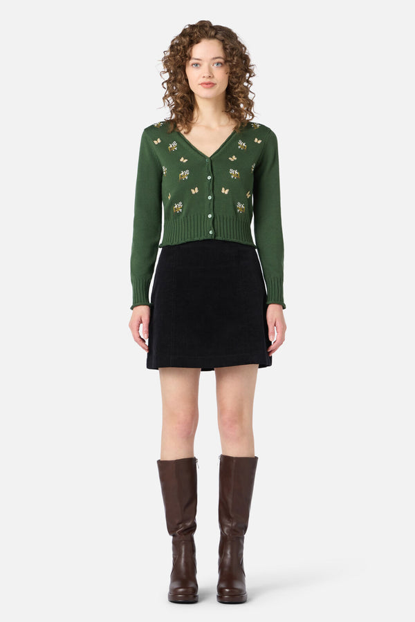 Princess Highway - Wattle & Butterfly Cardigan - green